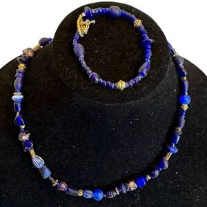 Venitian Murano Italian Wedding Cake Lampwork Glass Beads Necklace Bracelet SET